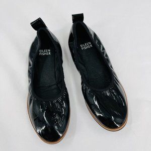 Eileen Fisher Notion Ballet Flat In Black Patent Size 5 Ballet Flat